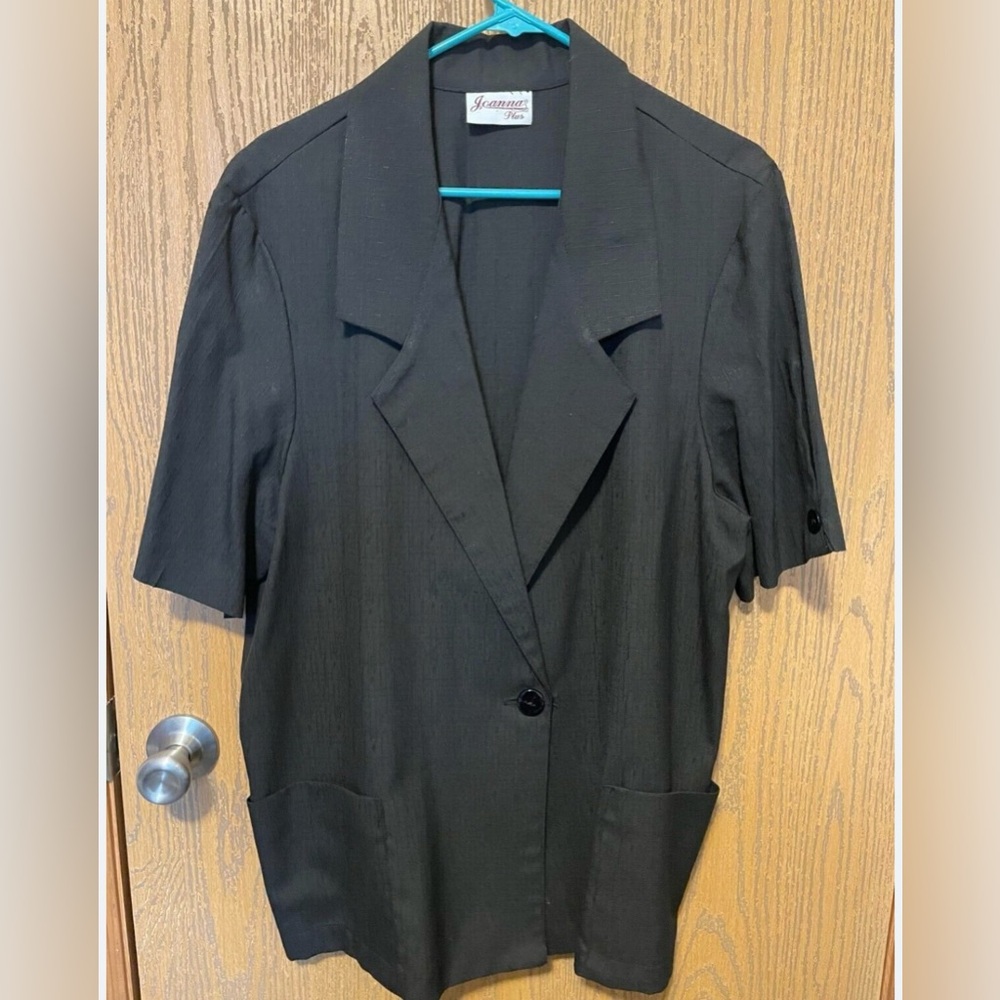 Joanna plus Size 42 Black Button Front Blazer Lightweight Soft/Stylish Vintage